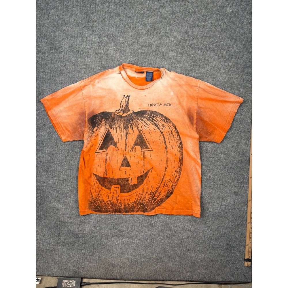 Vintage Disney Nightmare Before Christmas I Know Jack Pumpkin T-Shirt XL Orange